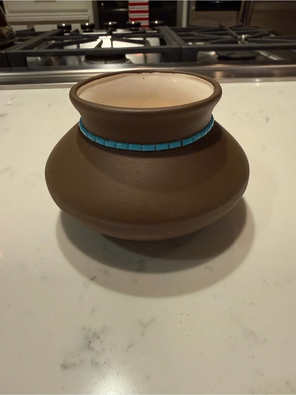 Signed Hopi Toad Native American Small Pottery Vase Turquoise